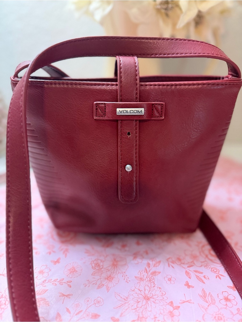 Volcom Women's Burgundy Crossbody Shoulder Bag